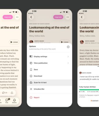 Substack AI Detection Scans Posts With Pangram Substack AI detection Scan for AI text results UI showing human-written estimate
