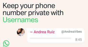 WhatsApp username graphic showing a username instead of a phone number