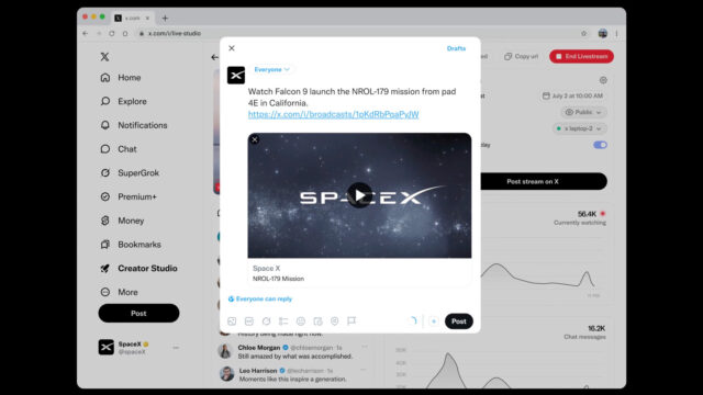 x-live-studio-screenshot-engadget-x X Live Studio interface showing an open laptop screen with stream controls and creator dashboard
