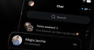 XChat Android app inbox showing the Chat header, search bar, and encrypted conversations in dark mode