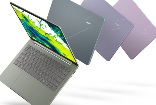 Acer Go Air four-color Swift Air 14 family lineup in sage, blue, pink, and purple