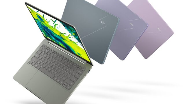 acer-swift-air-14-family-1920 Acer Go Air four-color Swift Air 14 family lineup in sage, blue, pink, and purple