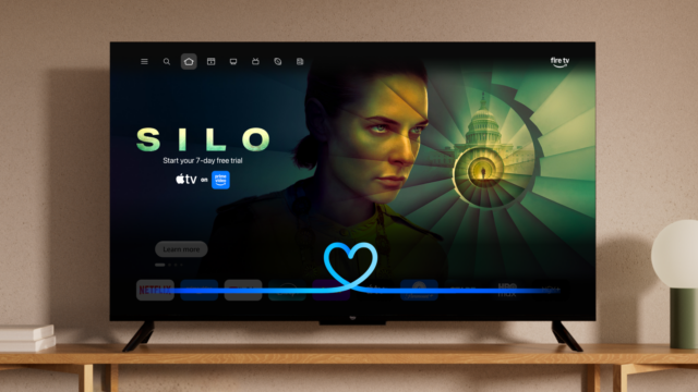Fire TV home screen showing Alexa Plus conversational waveform over a Silo title card