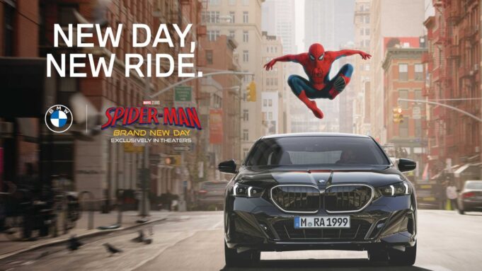 BMW Spider-Man promo puts Brand New Day on Control Displays BMW sedan with Spider-Man Brand New Day partnership promotional art
