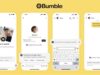 Official Bumble chat screens showing anyone can send the first message