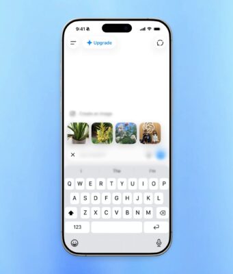 ChatGPT iPhone recent photos get a long-press shortcut ChatGPT iPhone showing four recent photo thumbnails after a long press on the plus button