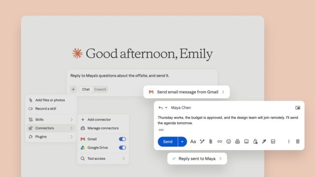 Claude Gmail send and reply interface from Anthropic official announcement