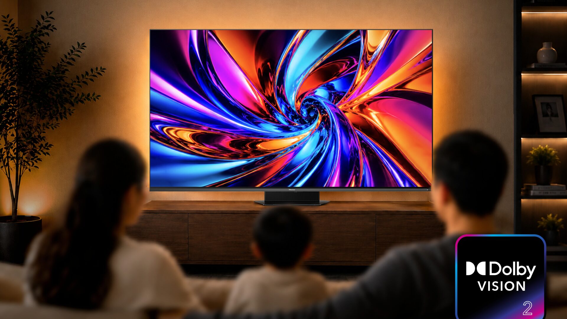 dolby-vision-2-hisense-available-2026 Dolby Vision 2 branding with Hisense television branding for the 2026 availability launch