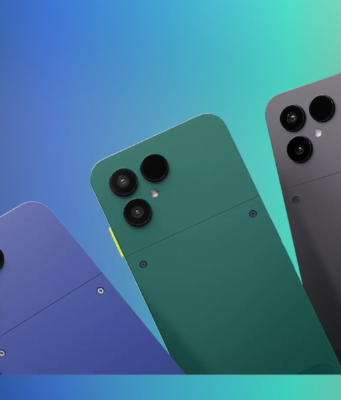 Fairphone Gen 6+ is now official in the US Fairphone Gen 6+ phones in Cobalt Blue, Forest Green, and Horizon Black on a colorful background