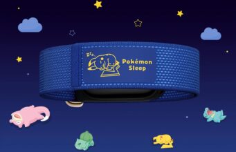 Fitbit Air Pokemon Sleep Special Edition Preorders Open Blue Fitbit Air band with a sleeping Pikachu silk-print label among cartoon sleeping Pokemon on a night-sky backdrop