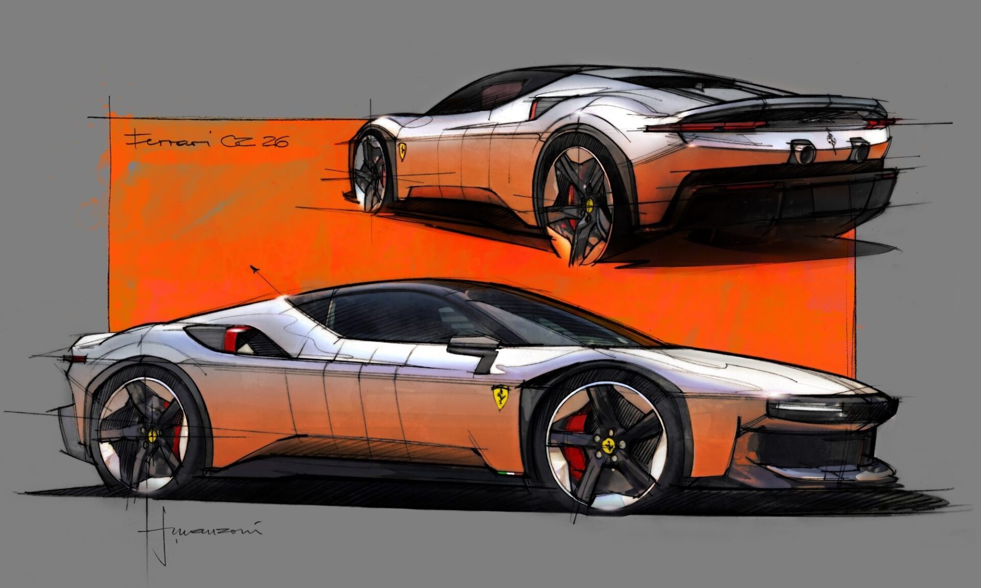 Official Ferrari Design sketch of the CZ26 one-off by Flavio Manzoni