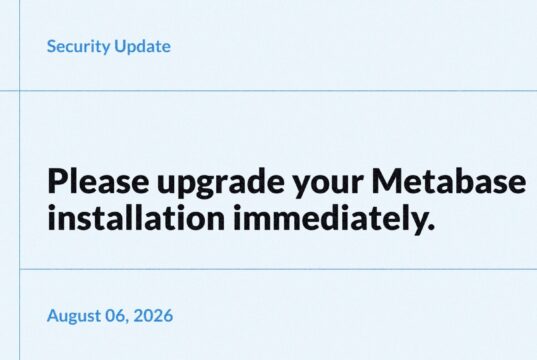 Metabase security update graphic related to Framework data breach via Metabase Cloud zero-day