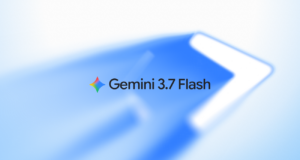Gemini 3.7 Flash logo artwork on a blue background from Google's announcement
