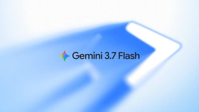 Gemini 3.7 Flash logo artwork on a blue background from Google's announcement