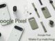 Google Pixel ads showing an unannounced oblong fitness tracker with a screen next to Pixel 11 phones