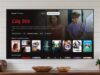 Google TV Freeplay Free movies and shows tab highlighting Lady Bird on a living-room TV