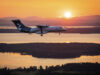 Heart Aerospace X1 electric demonstrator in flight over upstate New York at dusk