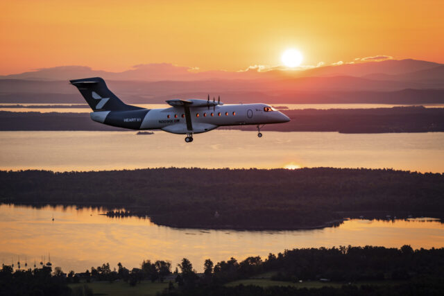 heart-x1-first-flight-official Heart Aerospace X1 electric demonstrator in flight over upstate New York at dusk