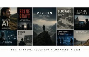 9 Best AI Previz Tools for Filmmakers in 2026 AI previz tools for filmmakers collage supplied by invideo
