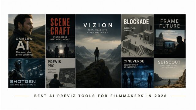 AI previz tools for filmmakers collage supplied by InVideo