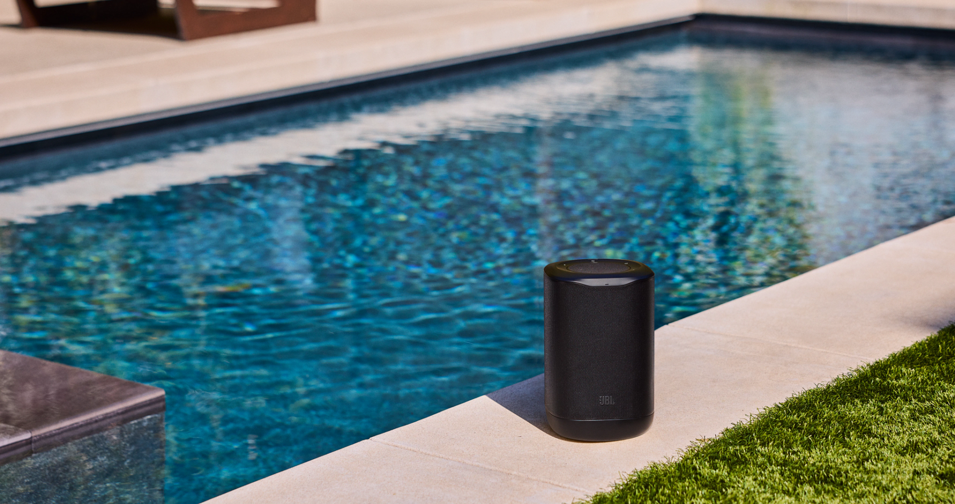 JBL Cove P1 portable Wi-Fi speaker used outdoors