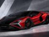Lamborghini Revuelto SV: 1065 CV, 1963 Cars, New Pilota Mode Official three-quarter studio shot of the red and black Lamborghini Revuelto SV