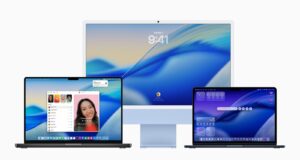 Official macOS Tahoe hero on a MacBook