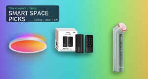 Smart Space Picks: Nanoleaf ceiling light, Aqara smart lock, and Nanoleaf light therapy wand
