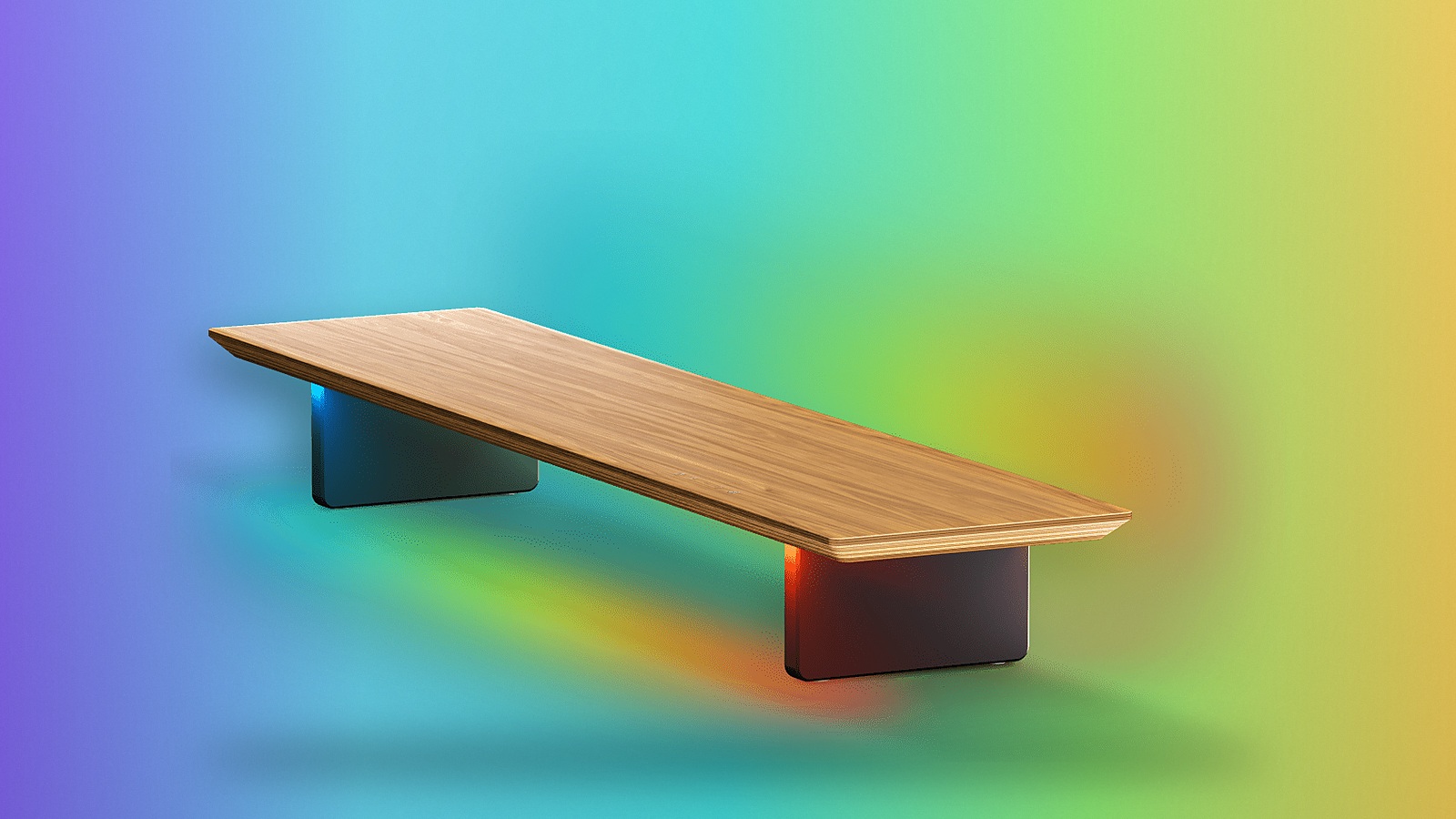 Nanoleaf Smart Monitor Stand with wood riser in a Tech My Money editorial product image
