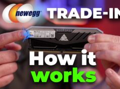 Newegg Trade-In GPU Values Are Official, Not Top Dollar Newegg trade-in official video still of a RAM module with How it works overlay