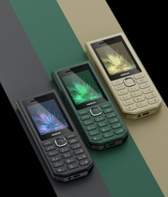 Nokia 300 Charge Turns a Feature Phone Into a 10W Power Bank Nokia 300 Charge feature phones in black, green and sandstone on an official HMD graphic