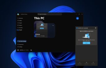OneDrive Photos Lands on Windows 11 by Accident OneDrive Photos app window on Windows 11 with beta badge and OneDrive is not connected flyout
