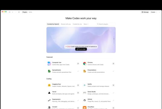 ChatGPT desktop Plugins directory with Curated by OpenAI featured tools