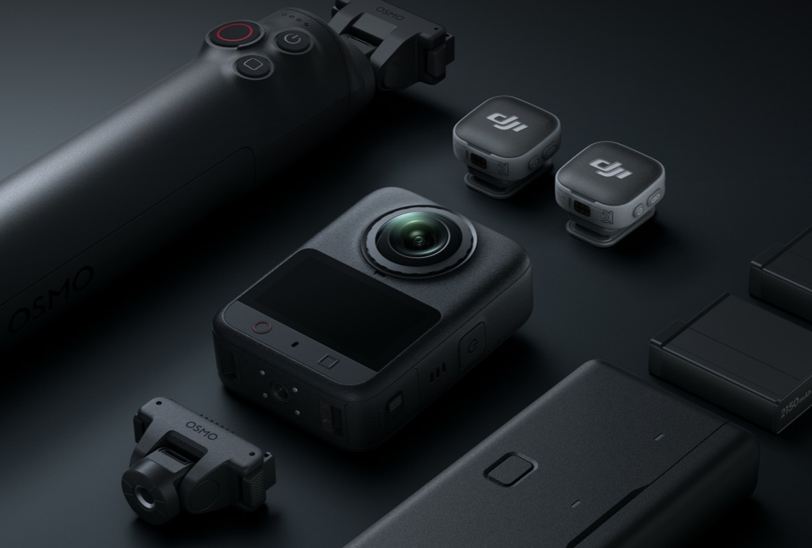 Official DJI Osmo 360 II Standard Combo with handle, mics, batteries, and Osmo mount