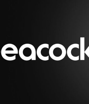 Peacock streaming logo on a dark background