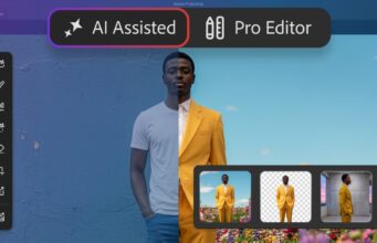 Photoshop Markup lets you draw the edits you want Adobe Photoshop AI Assisted and Pro Editor toggle over a yellow-suit portrait in the Photoshop Markup workspace