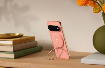 Pixel 11 cases: a matching Pixelsnap case and Ring Stand on a desk