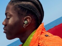 Pixel Buds Pro 2 in the new Olive finish worn outdoors