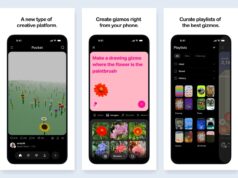 Three Meta Pocket App Store stills showing a gizmo feed, a prompt editor, and playlists