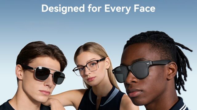 rogbid-visionw-designed-for-every-face Rogbid VisionW smart glasses worn in three interchangeable frame styles