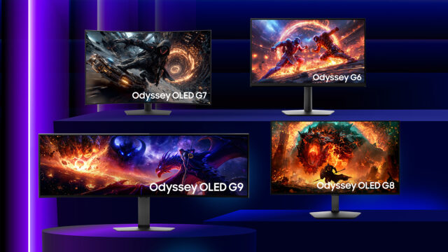 samsung-odyssey-full-lineup Samsung 2027 Odyssey gaming monitor lineup including OLED G9, OLED G7, OLED G8, and the Samsung 1,100Hz Odyssey G6.