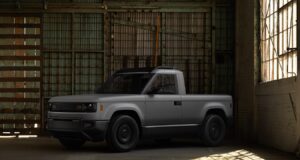 Gray Slate Truck parked in a warehouse with sunlight on the floor