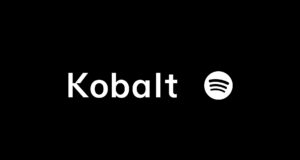 Kobalt and Spotify logo lockup on a black background