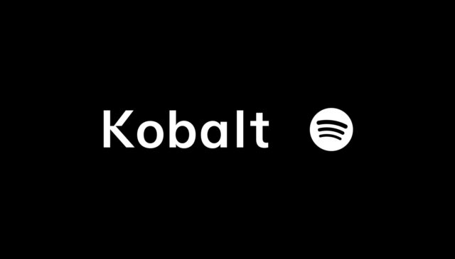spotify-kobalt-lockup Kobalt and Spotify logo lockup on a black background