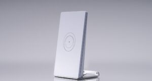 Starlink Router Mini standing on a metal kickstand