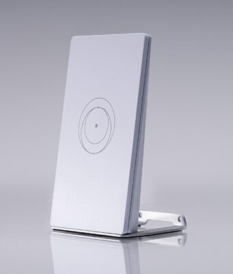 Starlink Mini X kit includes a Router Mini Starlink Router Mini standing on a metal kickstand