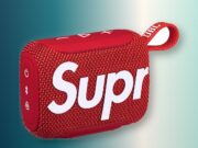 Supreme JBL Go 5 red speaker with rubber box logo