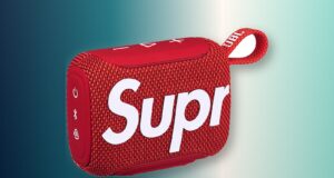 Supreme JBL Go 5 red speaker with rubber box logo