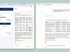 Claude in Chrome Now Carries Your Session to the Desktop Claude in Chrome side panel summarising open invoices next to the same session continuing in the Claude desktop app