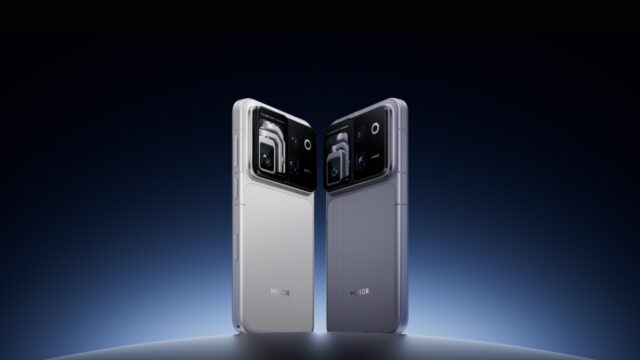 tmm-honor-robot-phone-hero Honor Robot Phone in silver and grey, rear view showing the gimbal camera module